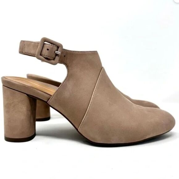 VIONIC Roseville Brea Tan Leather Pointy Toe Block Heel Open Back Shoes Size 7.5 - Picture 3 of 5